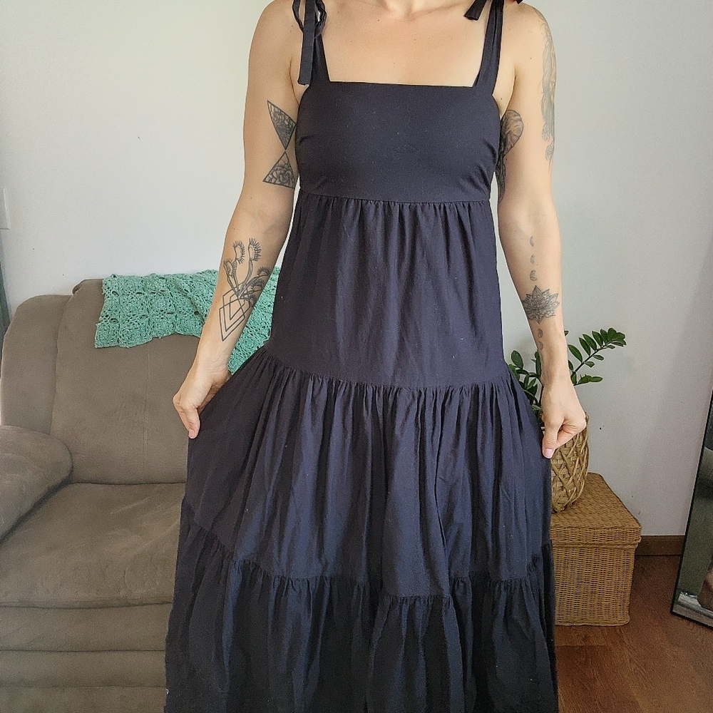 Jason Wu Tiered Cotton Maxi Dress With Tie Straps Size Medium
